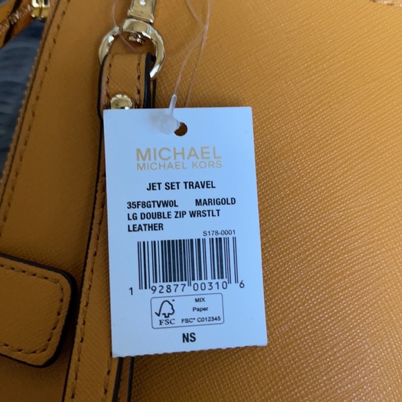 Michael Kors Jet Set Travel Marigold Double Zip Wristlet Leather - Picture 16 of 16